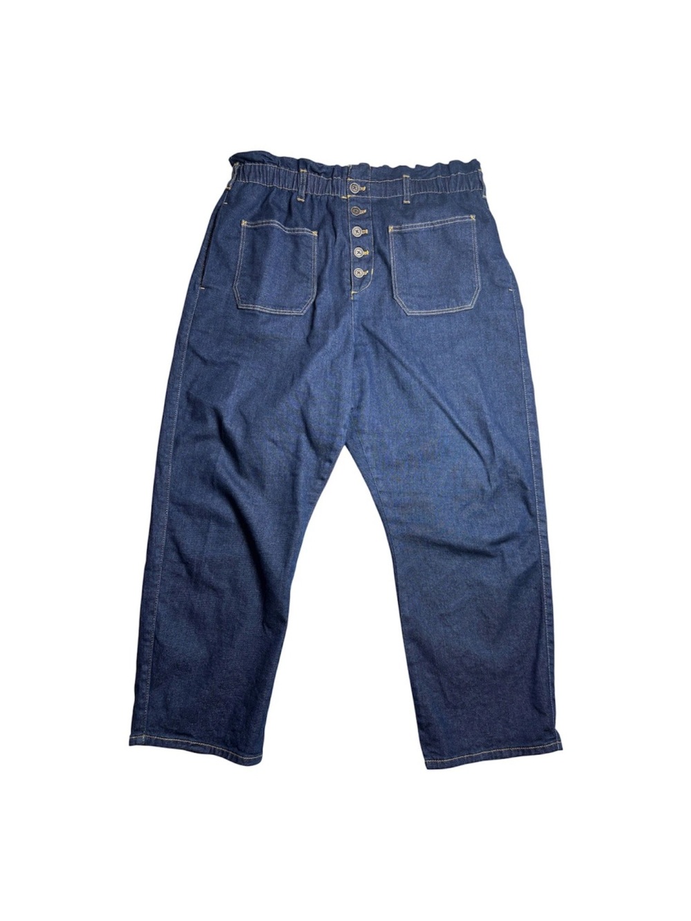 Anthropologie Indigo High-Rise Button-Fly Cropped Jeans